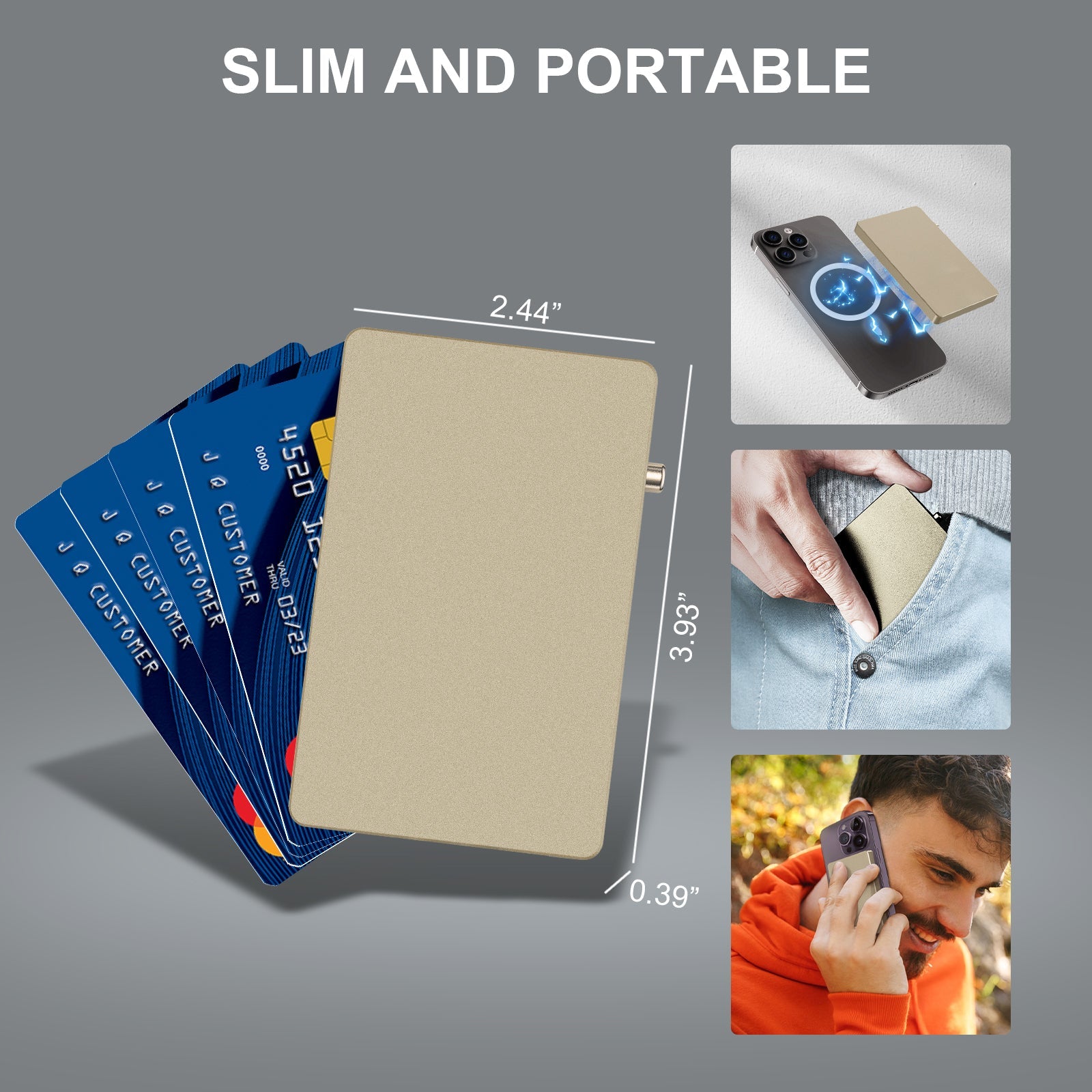 TOYFID RFID Slim Pop-Up Card Wallet — Minimalist Aluminum Metal Holder for Men