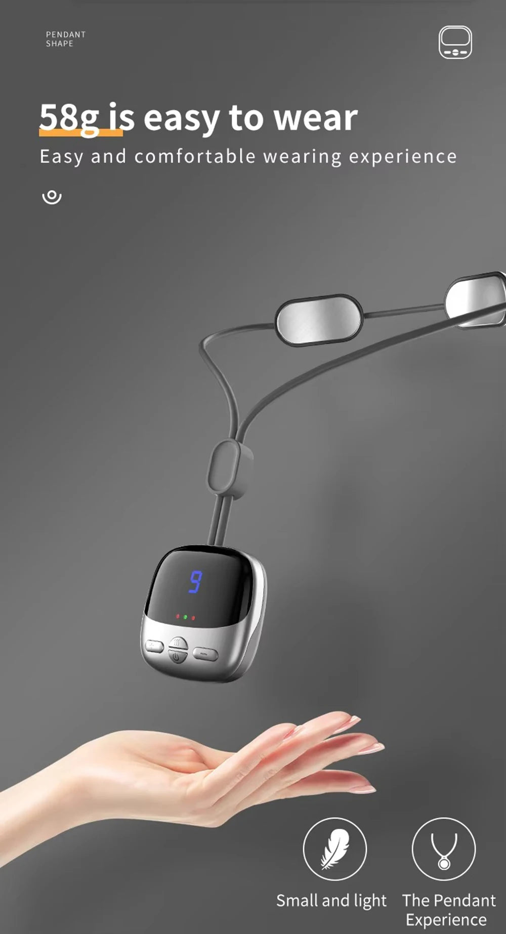 Mini Hanging Neck Massager — EMS Pulse Hot Compress, Rechargeable Cervical Pain Relief