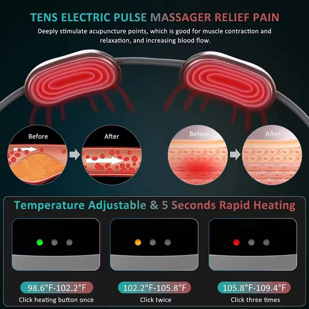 Mini Hanging Neck Massager — EMS Pulse Hot Compress, Rechargeable Cervical Pain Relief