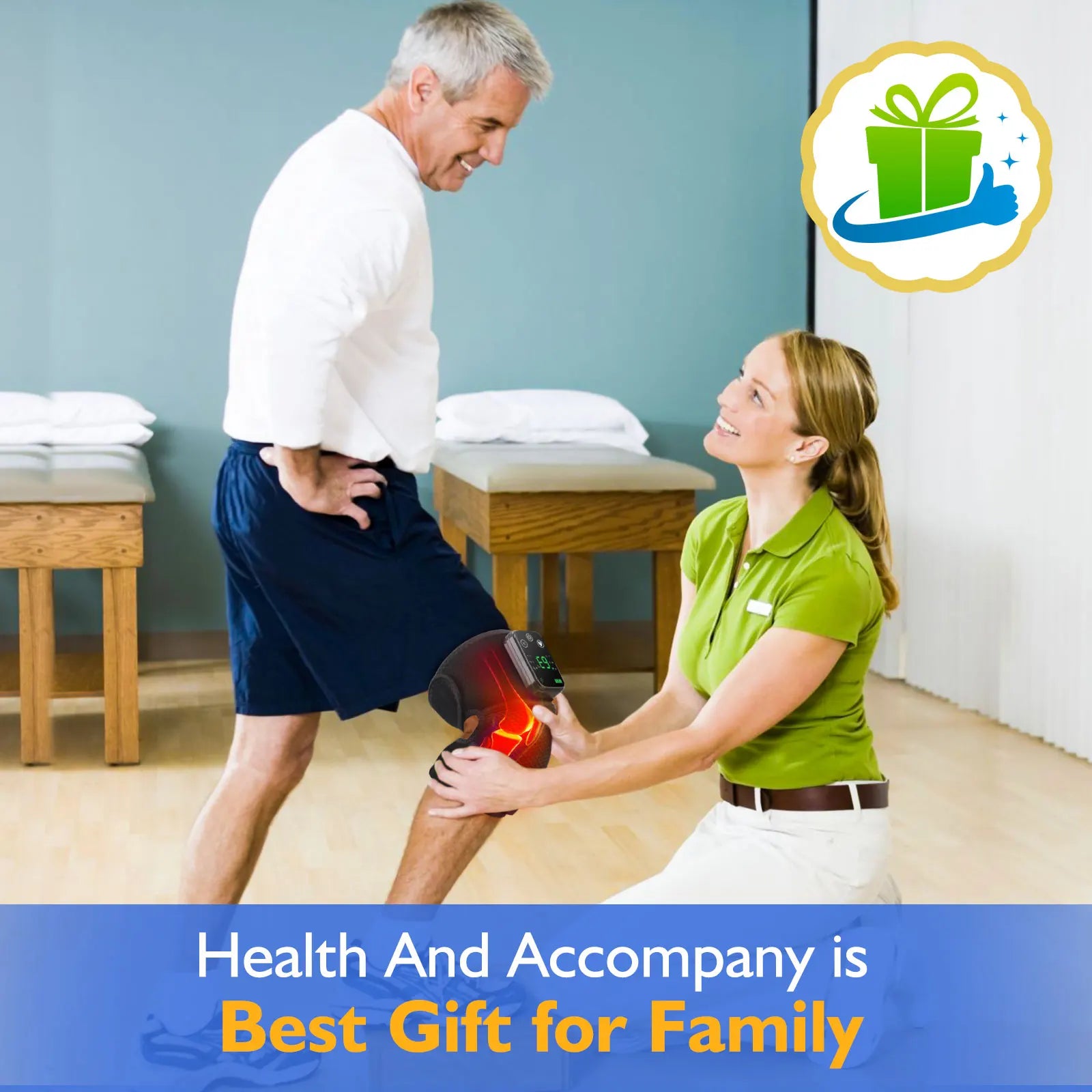 Rechargeable Knee Massager with Heat — 3-Gear Vibration for Knee, Shoulder &amp; Leg Pain Relief