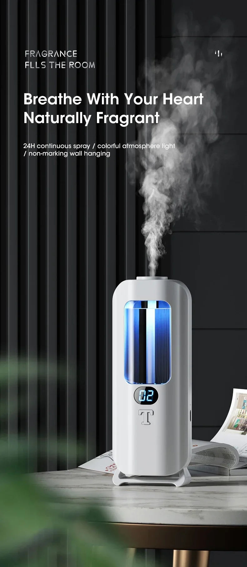 Rechargeable Portable Aroma Diffuser — 5 Modes, Cordless for Home, Car &amp; Office