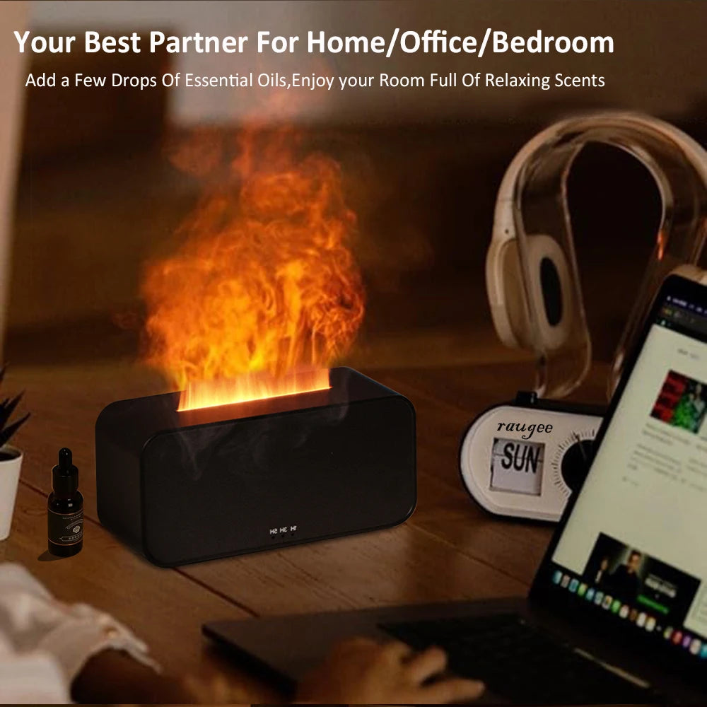 Mini Flame Aroma Diffuser — 7 Color LED Humidifier with Timer for Bedroom &amp; Office