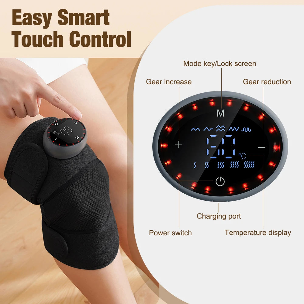 Rechargeable Knee Massager with Heat — 3-Gear Vibration for Knee, Shoulder &amp; Leg Pain Relief