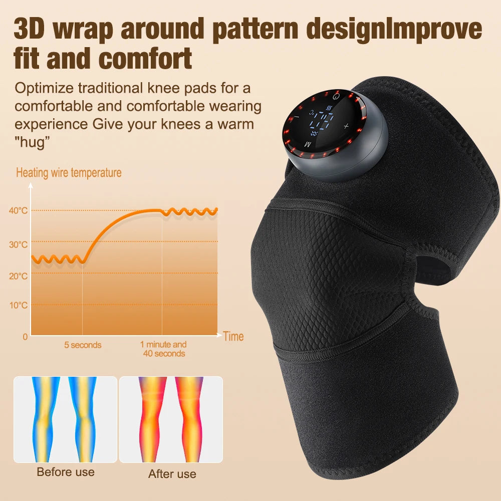 Rechargeable Knee Massager with Heat — 3-Gear Vibration for Knee, Shoulder &amp; Leg Pain Relief
