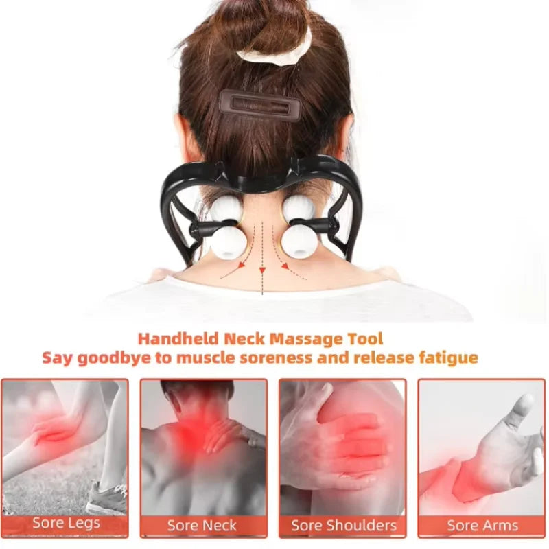 Multi-Functional Handheld Cervical Roller Massager — Neck, Shoulder &amp; Waist Kneading Tool