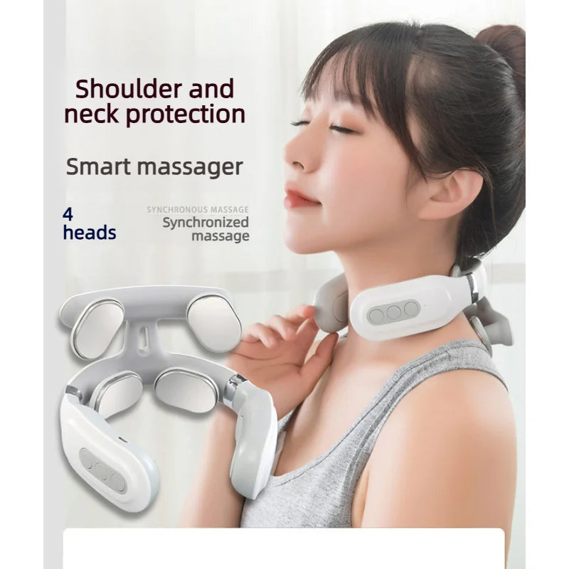 Portable Smart Electric Neck Massager — Cervical Spine Relief, Rechargeable &amp; Wearable