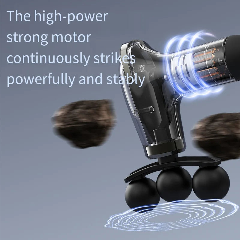 Smart Electric Fascia Gun — Long Handle Back Muscle Massager, Rechargeable Percussion Device