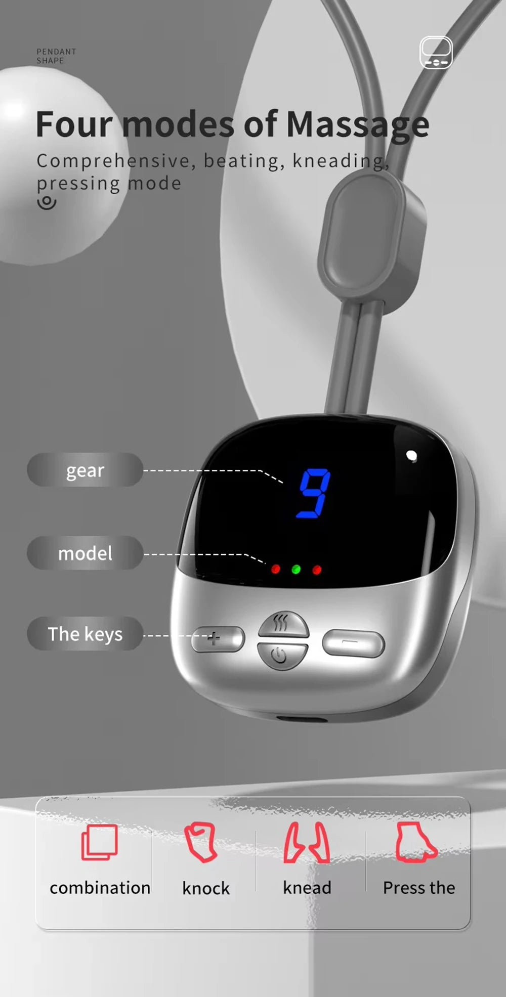 Mini Hanging Neck Massager — EMS Pulse Hot Compress, Rechargeable Cervical Pain Relief