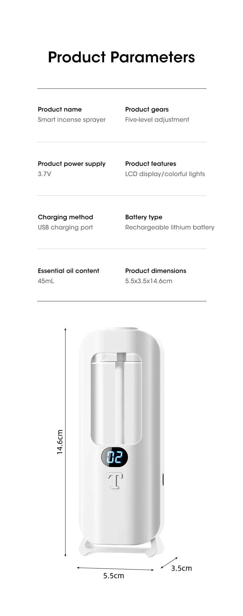 Rechargeable Portable Aroma Diffuser — 5 Modes, Cordless for Home, Car &amp; Office