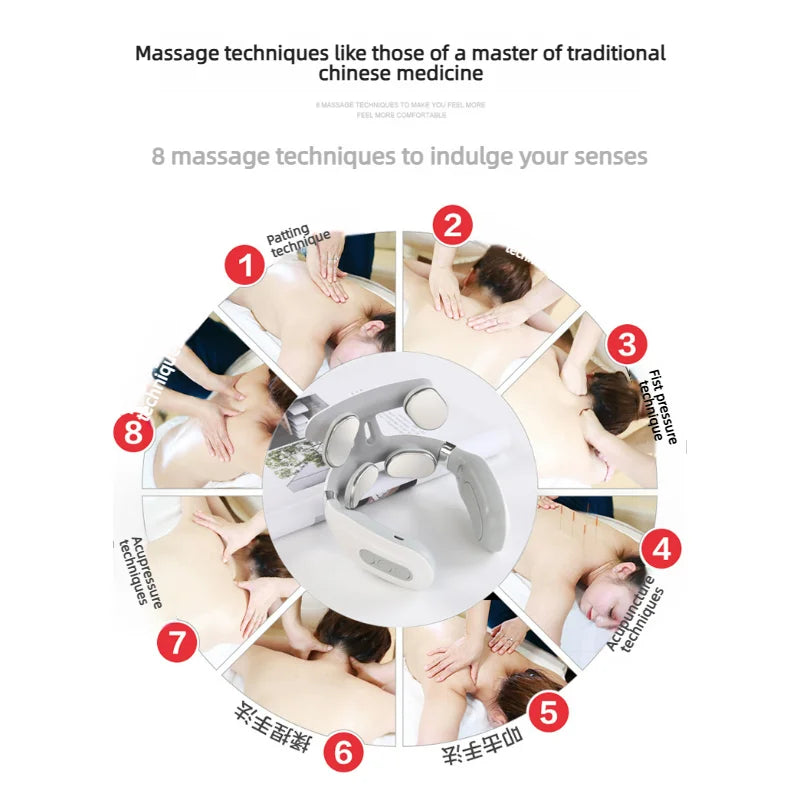 Portable Smart Electric Neck Massager — Cervical Spine Relief, Rechargeable &amp; Wearable