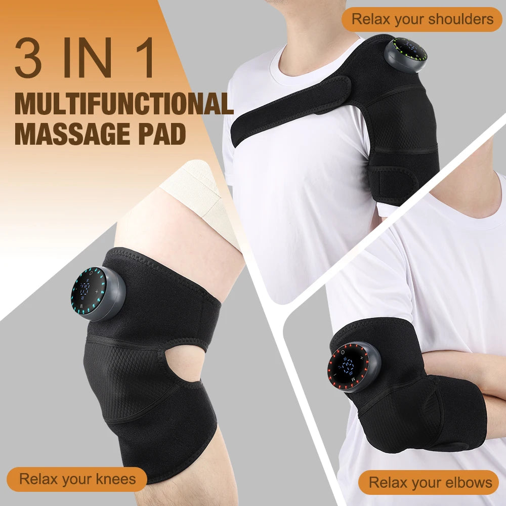 Rechargeable Knee Massager with Heat — 3-Gear Vibration for Knee, Shoulder &amp; Leg Pain Relief