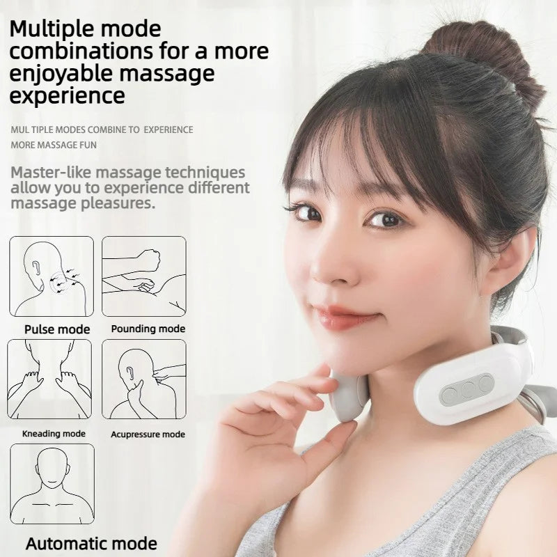 Portable Smart Electric Neck Massager — Cervical Spine Relief, Rechargeable &amp; Wearable
