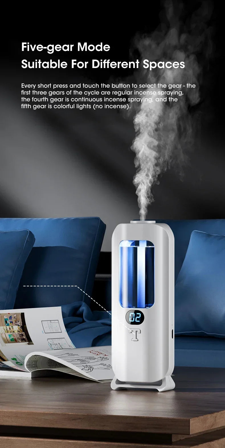 Rechargeable Portable Aroma Diffuser — 5 Modes, Cordless for Home, Car &amp; Office